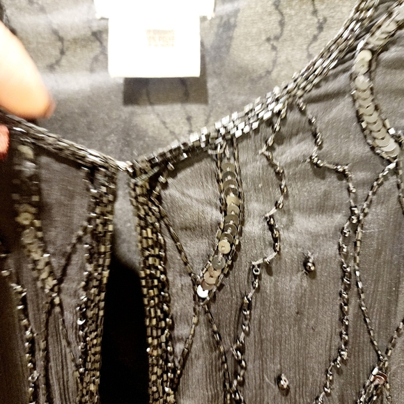 J.M.C Women's Vintage Black Sequins Beaded Long Sleeves Silk Evening Cardigan PS - Picture 8 of 12